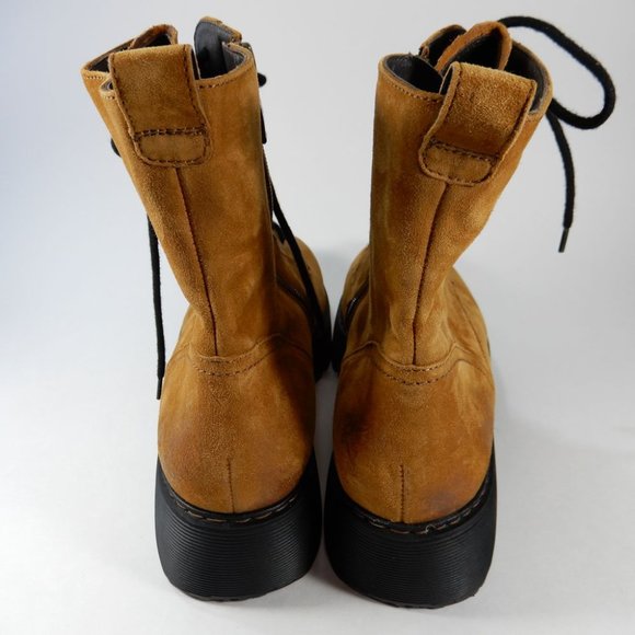 PAUL GREEN Gianna Lace Up Platform Moto Bootie BOOTS Size 9 Cognac NEW $499 - Picture 5 of 12